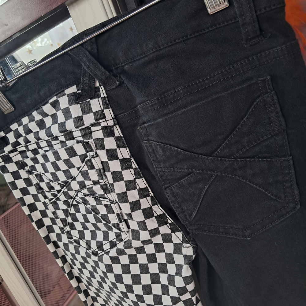 SOLD Royal Bones Half Black Half Black and White Checkered Skinnies! Bone Pocket - Picture 4 of 4